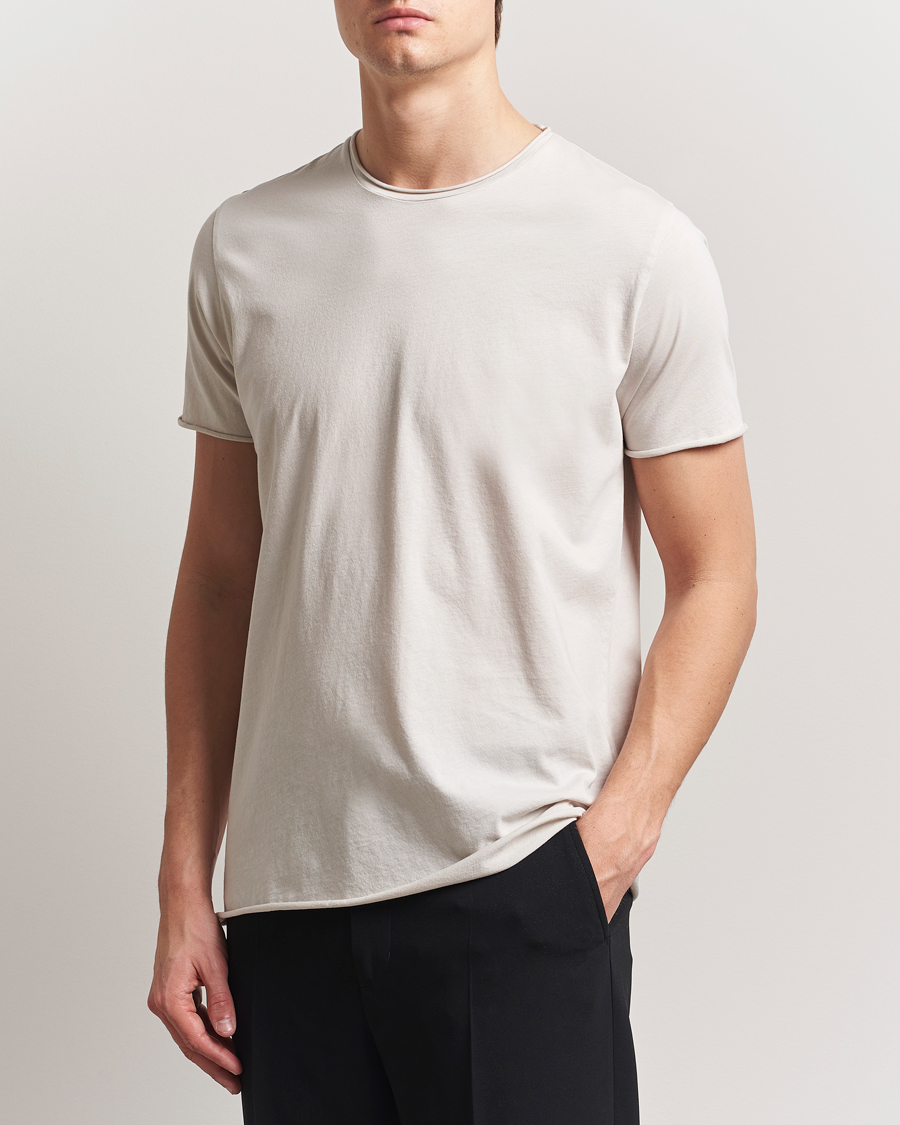 Men | T-Shirts | Filippa K | Roll Neck Crew Neck T-Shirt Chalk Grey