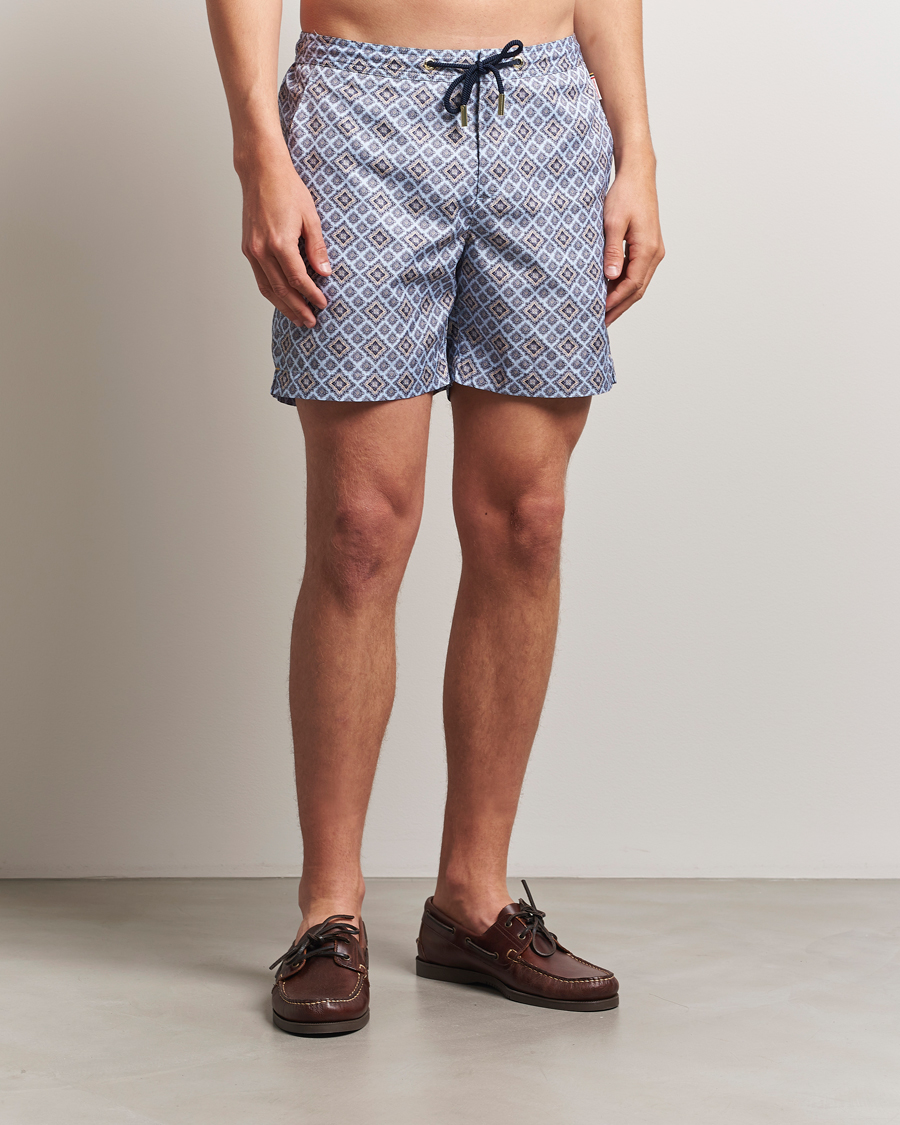 Men | Swimwear | Orlebar Brown | Bulldog Drawcord Paisley Swimshorts Wave Blue