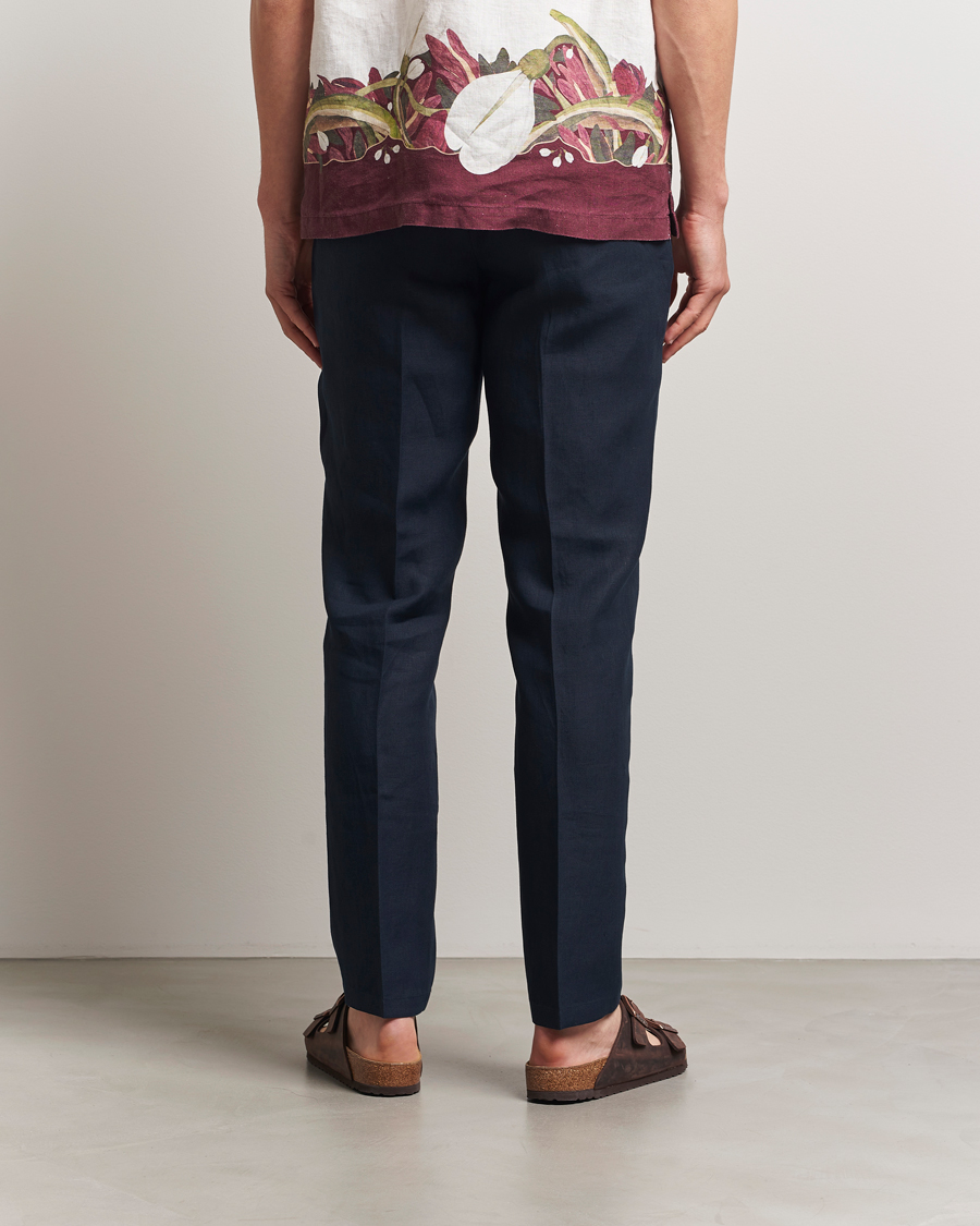 Men | Trousers | Orlebar Brown | Griffon Italian Linen Trousers Night Iris