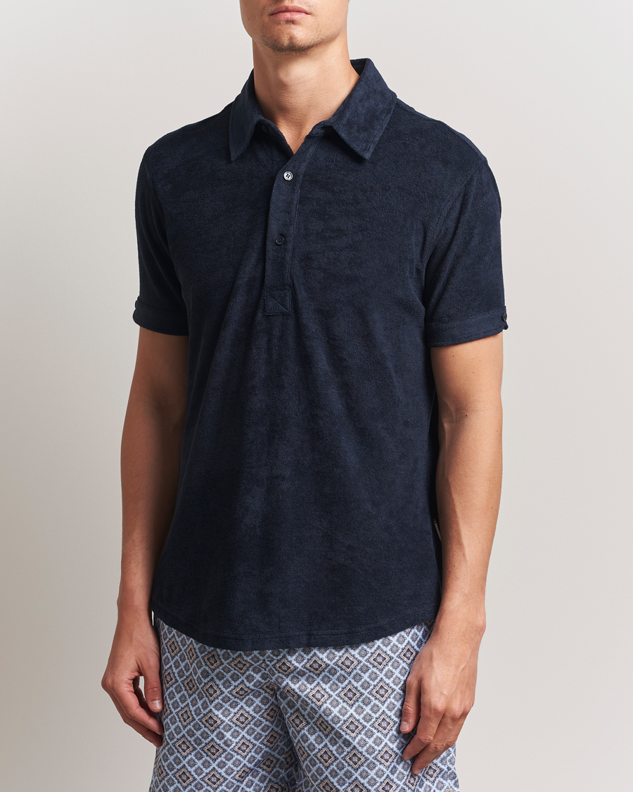 Men | Polo Shirts | Orlebar Brown | Sebastian Tailored Towelling Polo Night Iris
