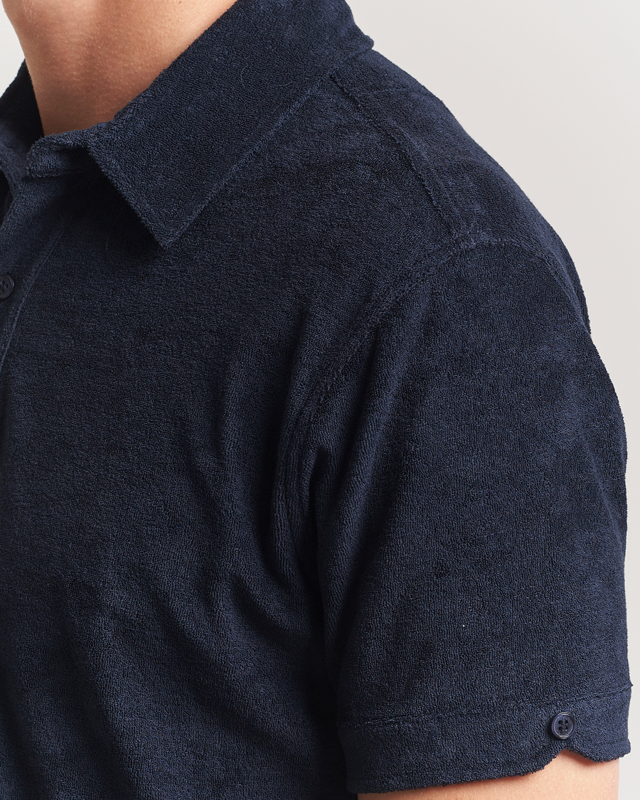 Men | Polo Shirts | Orlebar Brown | Sebastian Tailored Towelling Polo Night Iris