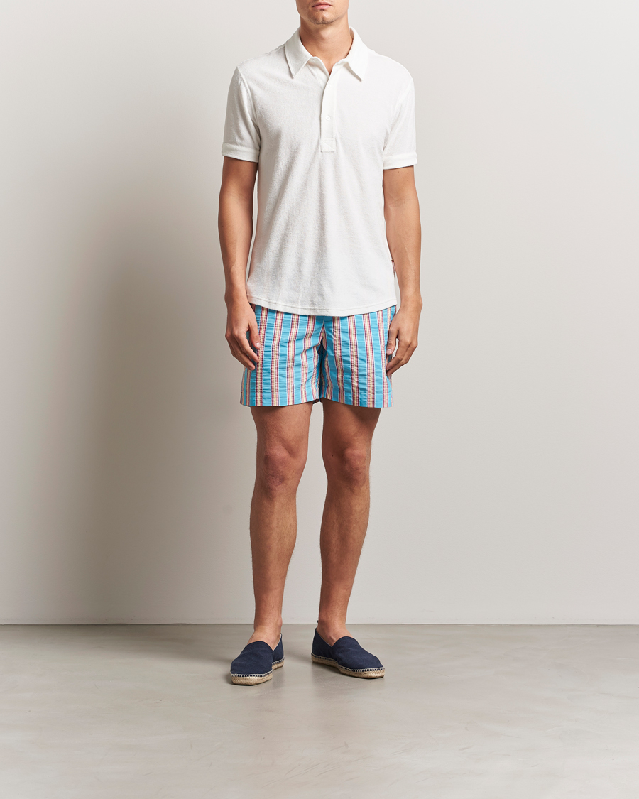 Men | Swimwear | Orlebar Brown | Bulldog Deckchair Stripe Swimshorts Blue Multi