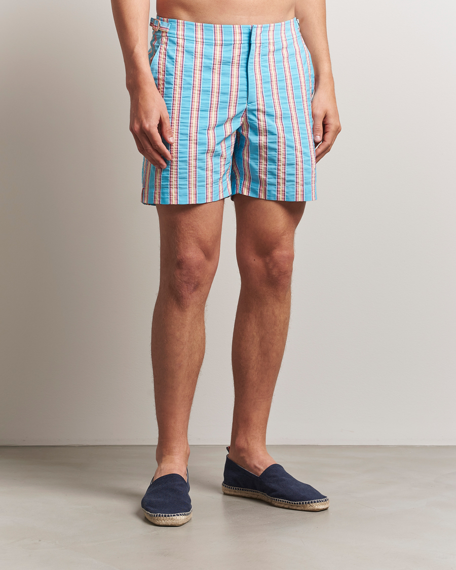 Men | Swimwear | Orlebar Brown | Bulldog Deckchair Stripe Swimshorts Blue Multi