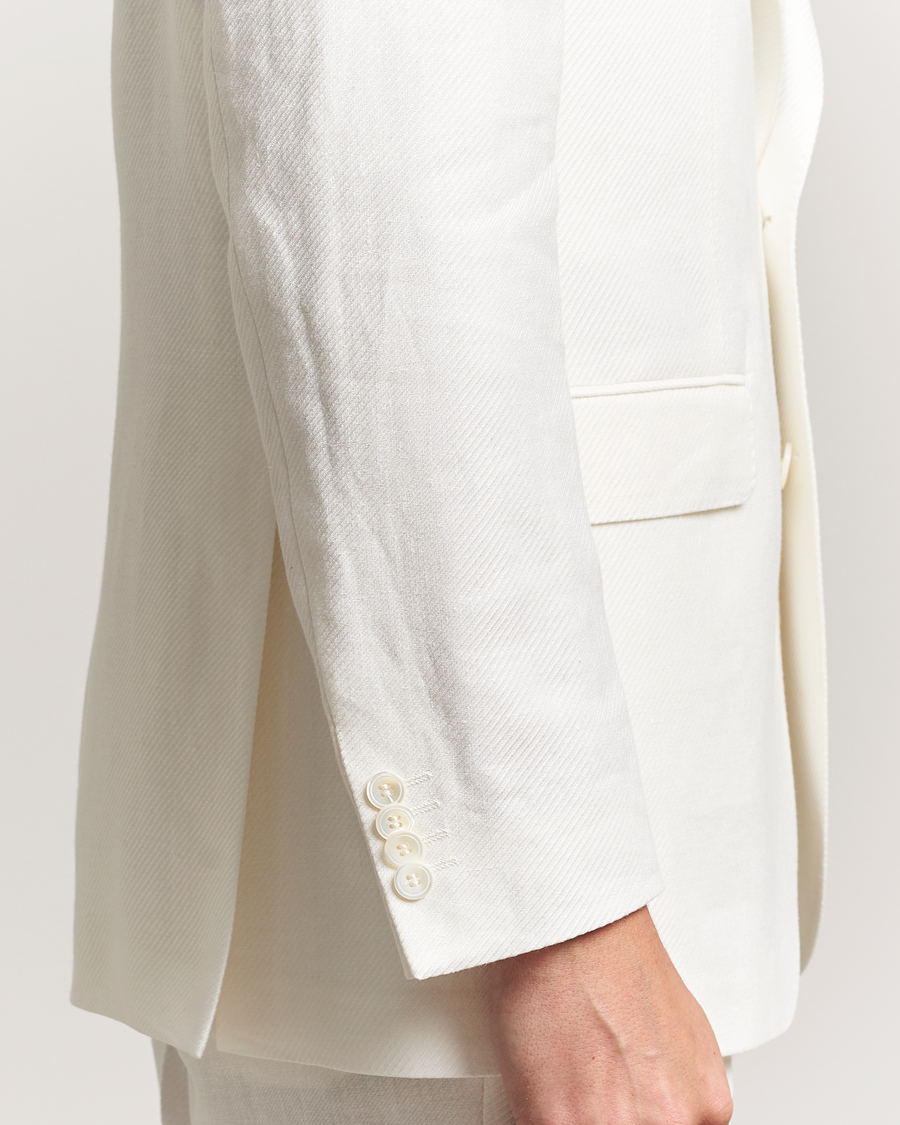 Men | Blazers | Oscar Jacobson | Faldo Diagonal Linen/Tencel Tuxedo White