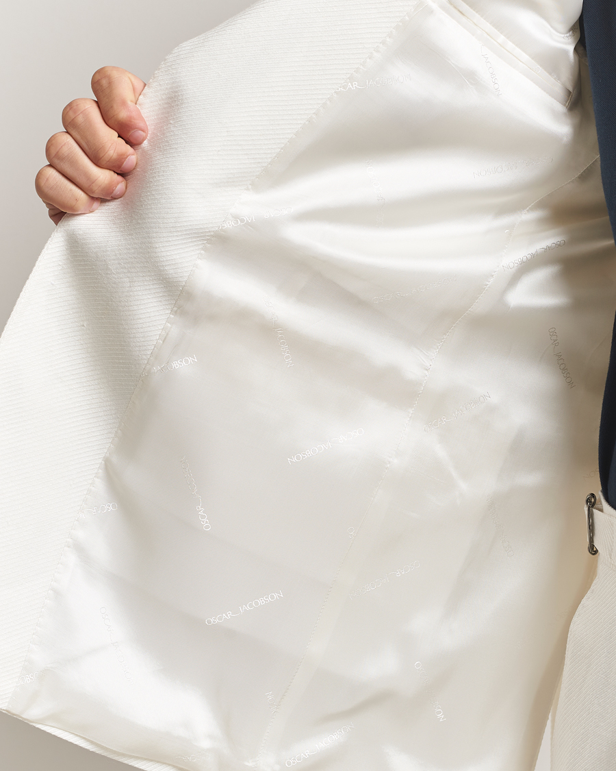 Men | Blazers | Oscar Jacobson | Faldo Diagonal Linen/Tencel Tuxedo White