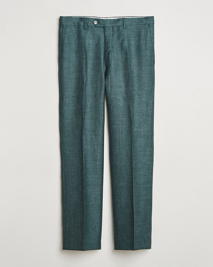 Men | Trousers | Oscar Jacobson | Del S Wool/Silk/Linen Trousers Green