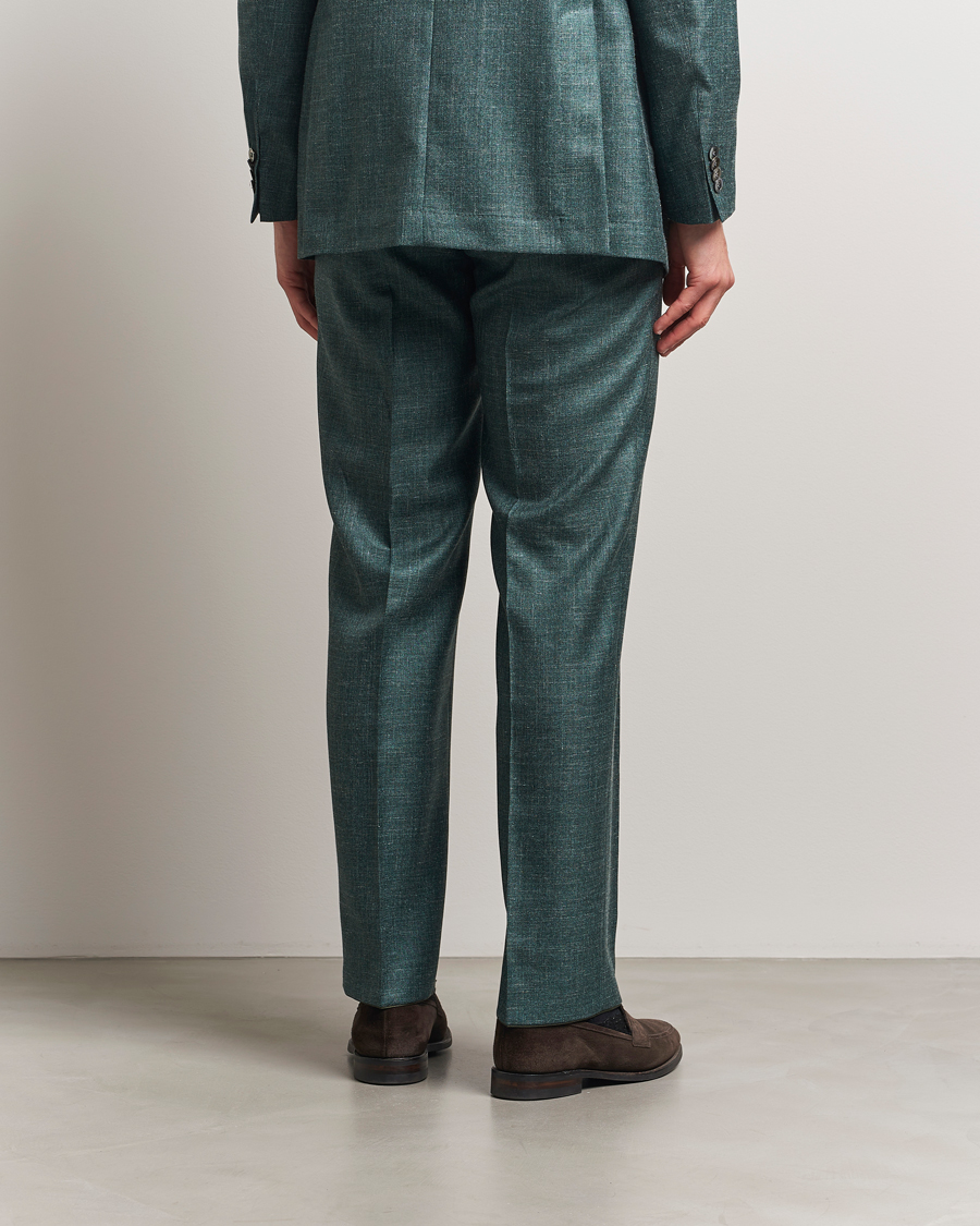 Men | Trousers | Oscar Jacobson | Del S Wool/Silk/Linen Trousers Green