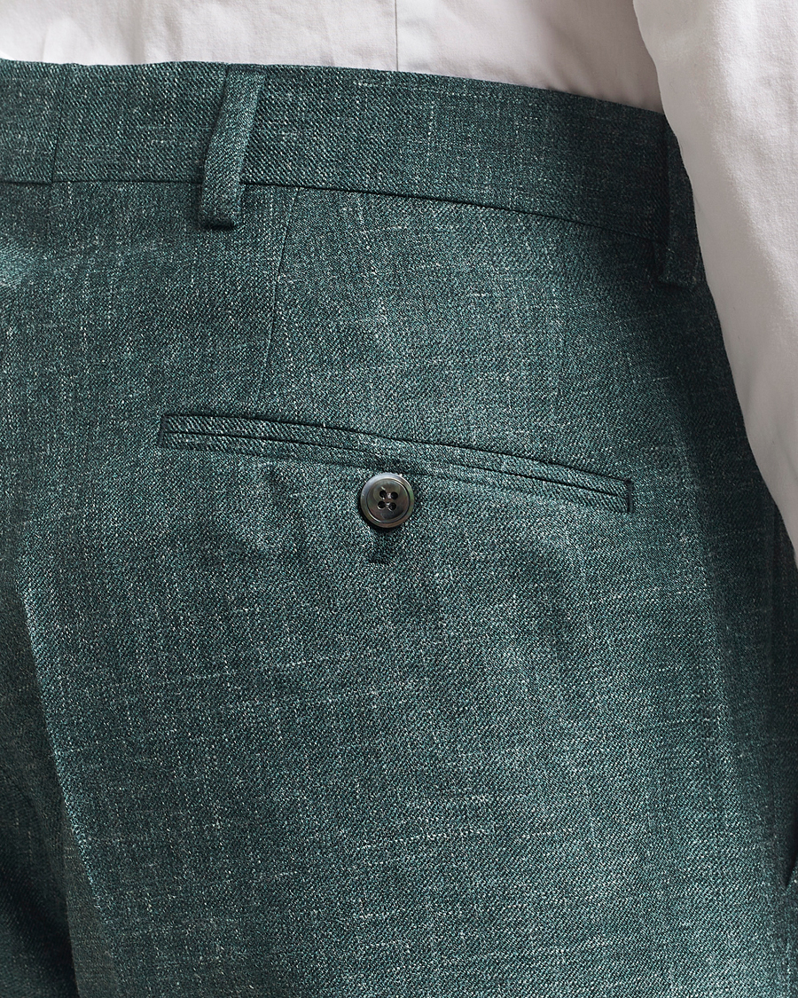 Men | Trousers | Oscar Jacobson | Del S Wool/Silk/Linen Trousers Green
