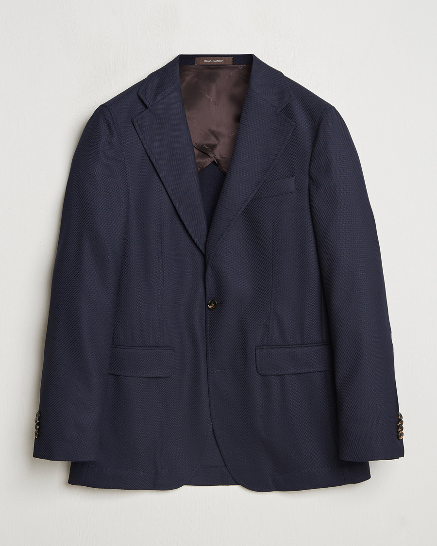 Men | Blazers | Oscar Jacobson | Fellow EVO Structured Loro Piana Wool Blazer Navy