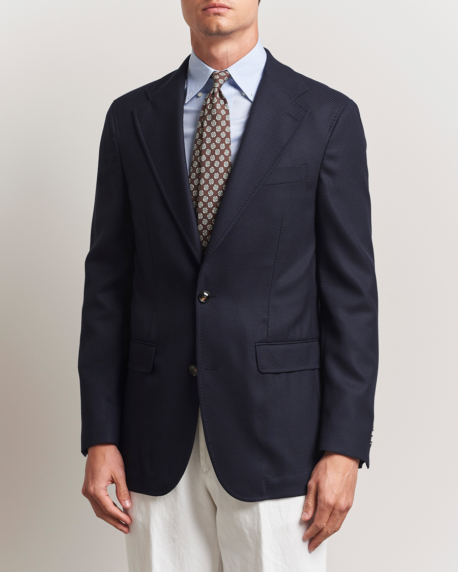 Men | Blazers | Oscar Jacobson | Fellow EVO Structured Loro Piana Wool Blazer Navy