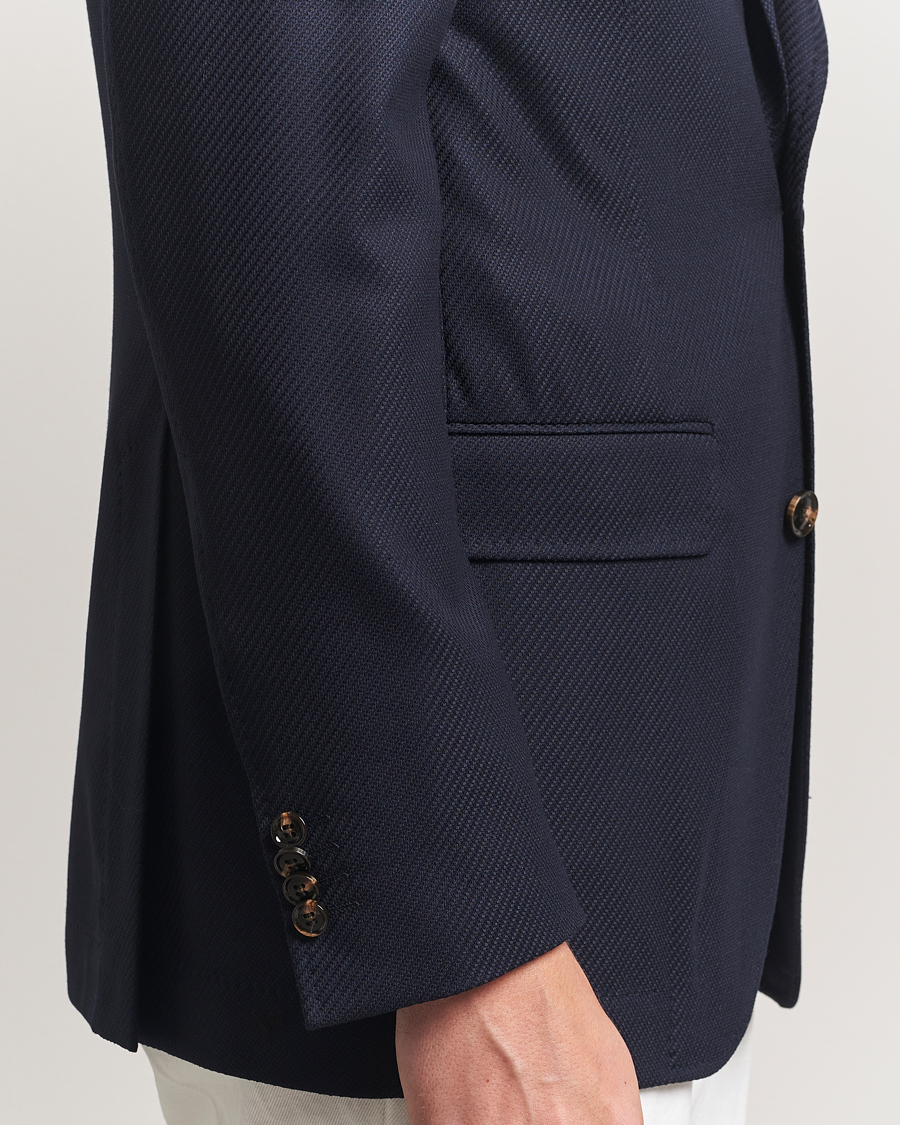 Men | Blazers | Oscar Jacobson | Fellow EVO Structured Loro Piana Wool Blazer Navy