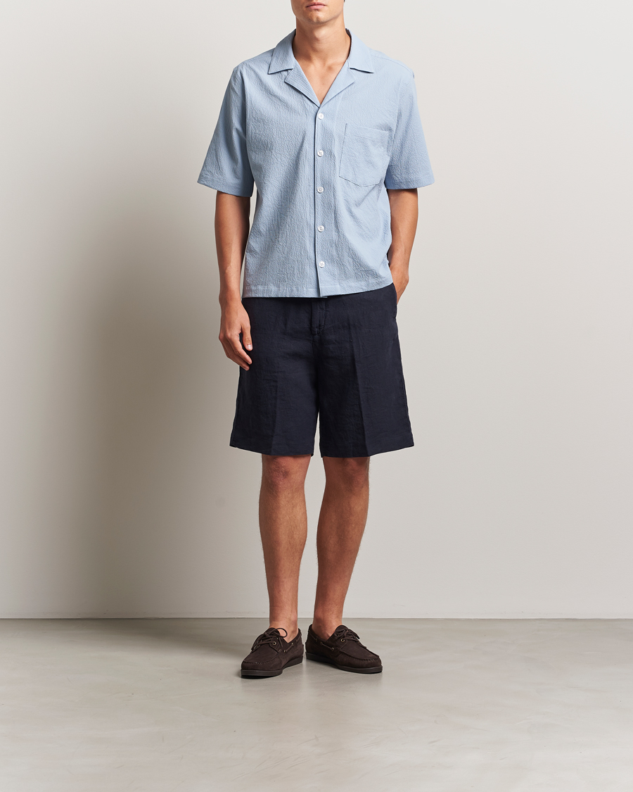 Men | Shorts | Oscar Jacobson | James Casual Linen Shorts Navy