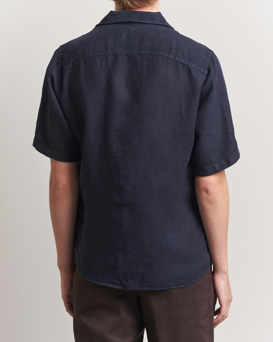 Men | Shirts | Oscar Jacobson | Reg Fit City Linen Shirt Navy