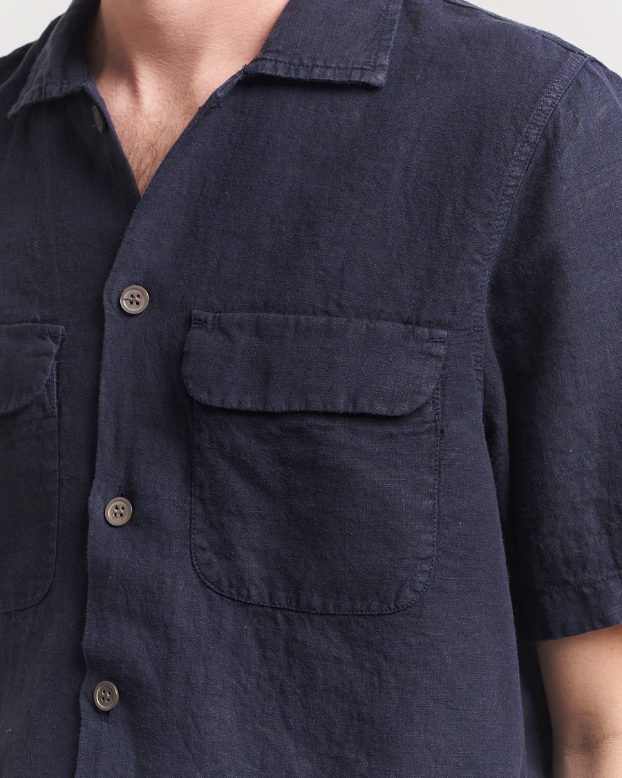 Men | Shirts | Oscar Jacobson | Reg Fit City Linen Shirt Navy