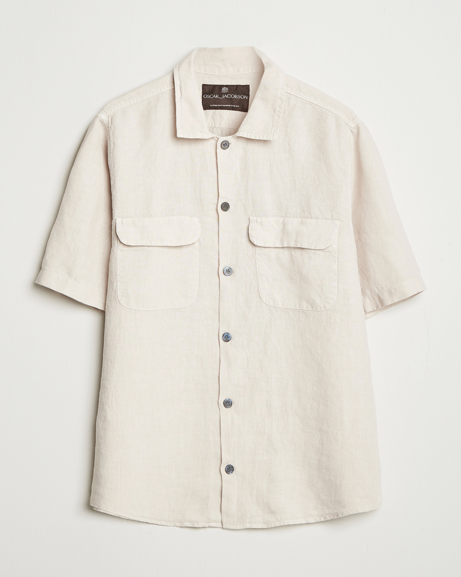 Men | Shirts | Oscar Jacobson | Reg Fit City Linen Shirt Cream