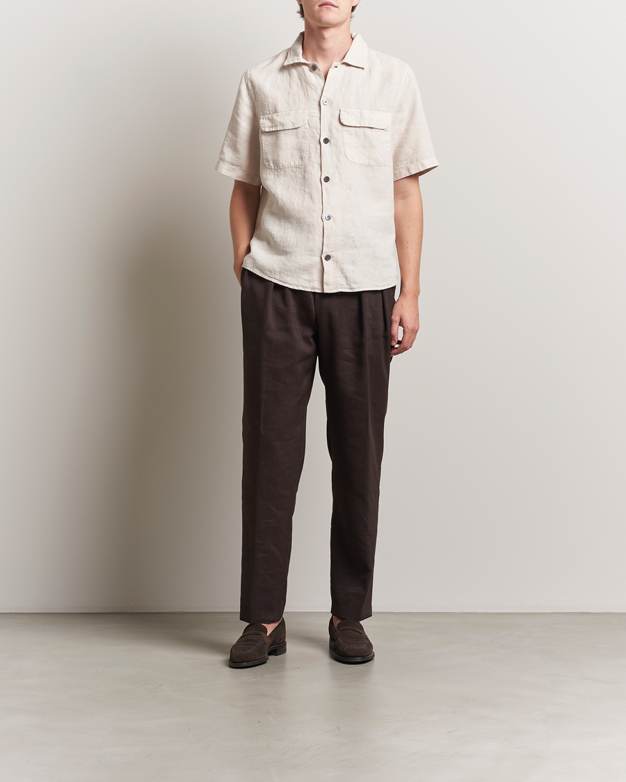 Men | Shirts | Oscar Jacobson | Reg Fit City Linen Shirt Cream