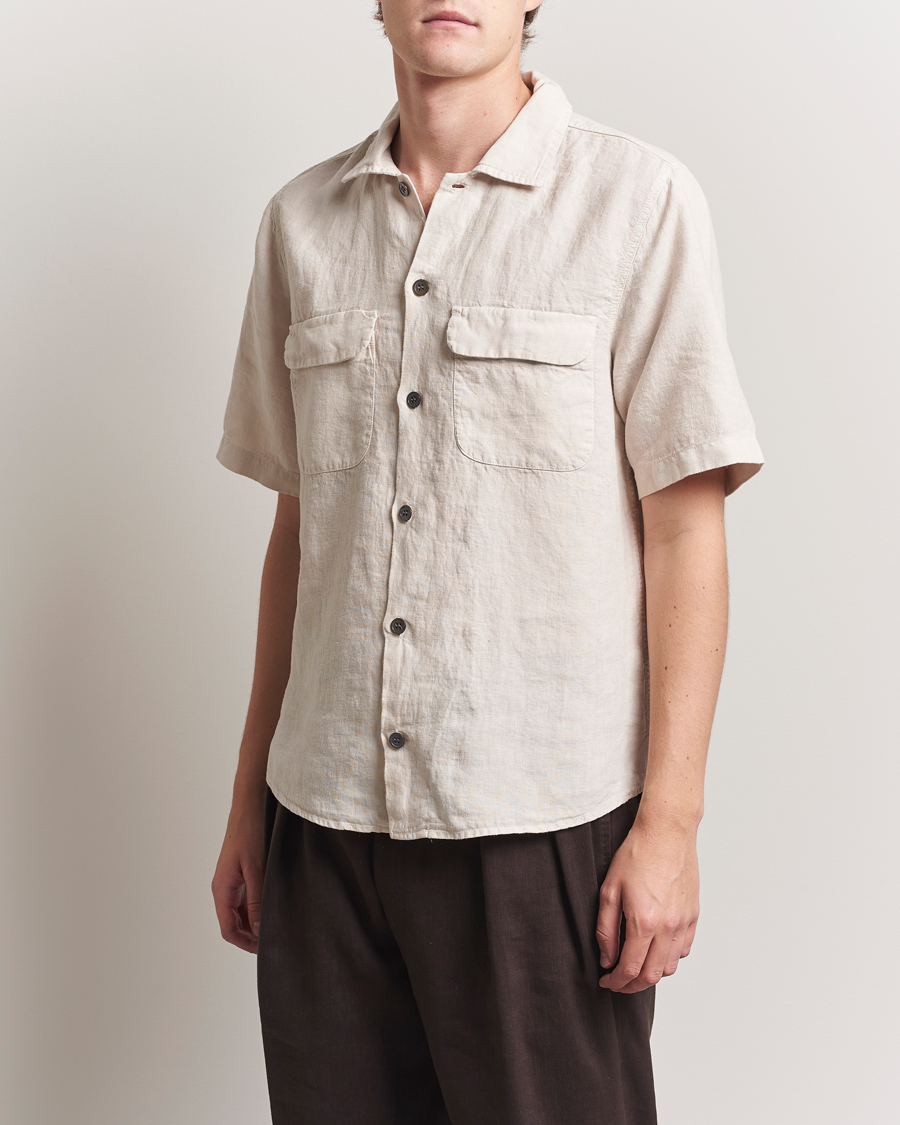 Men | Shirts | Oscar Jacobson | Reg Fit City Linen Shirt Cream