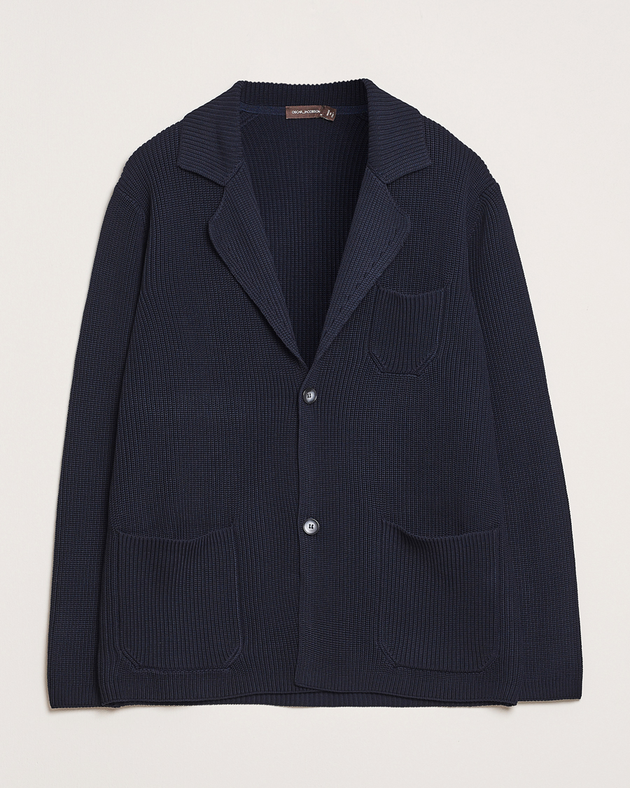 Men | Sweaters & Knitwear | Oscar Jacobson | Camron Cotton Cardigan Navy