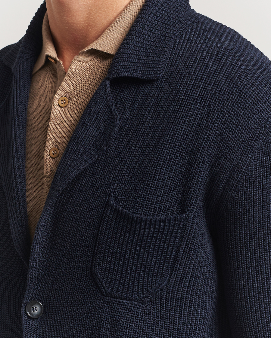 Men | Sweaters & Knitwear | Oscar Jacobson | Camron Cotton Cardigan Navy