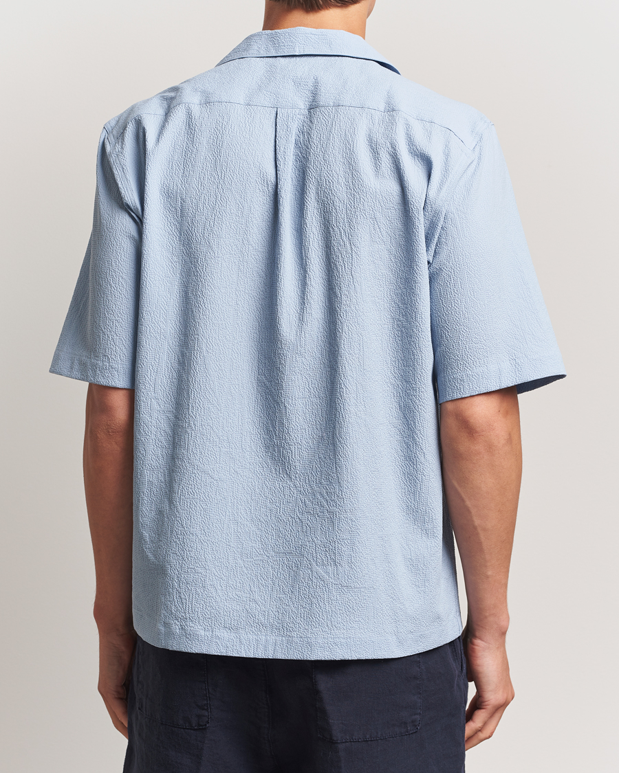 Men | Shirts | Oscar Jacobson | Reg Fit Cuba Seersucker Shirt Light Blue