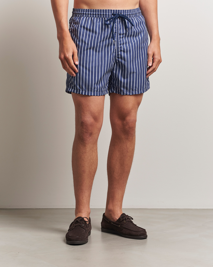 Men | Swimwear | Oscar Jacobson | Striped Swimshorts Navy