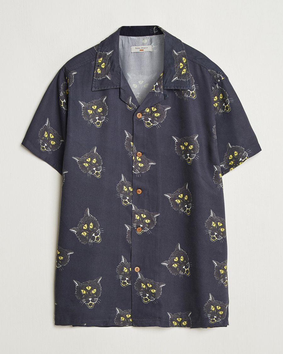 Men | Shirts | Nudie Jeans | Arvid The Cat Hawaii Shirt Antracite