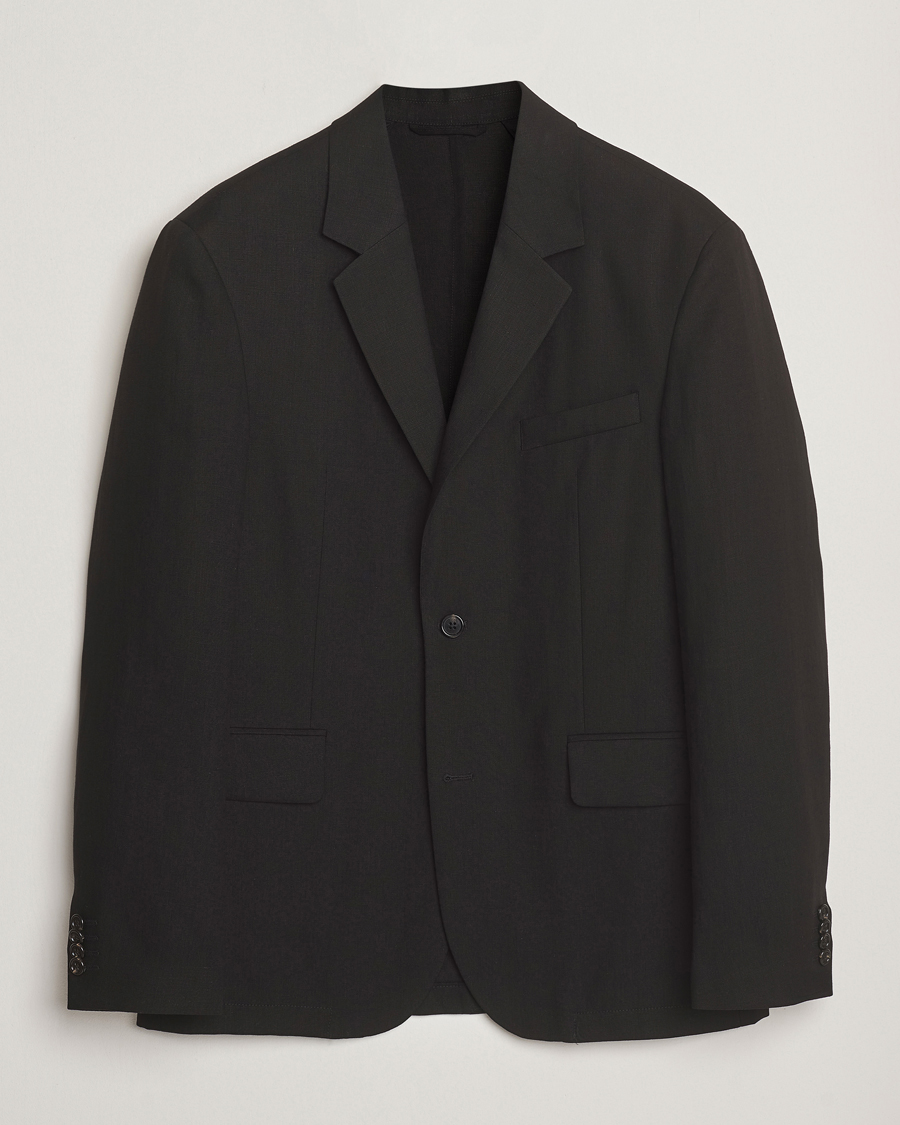 Men | Blazers | J.Lindeberg | Alban Unlined Super Linen Blazer Black