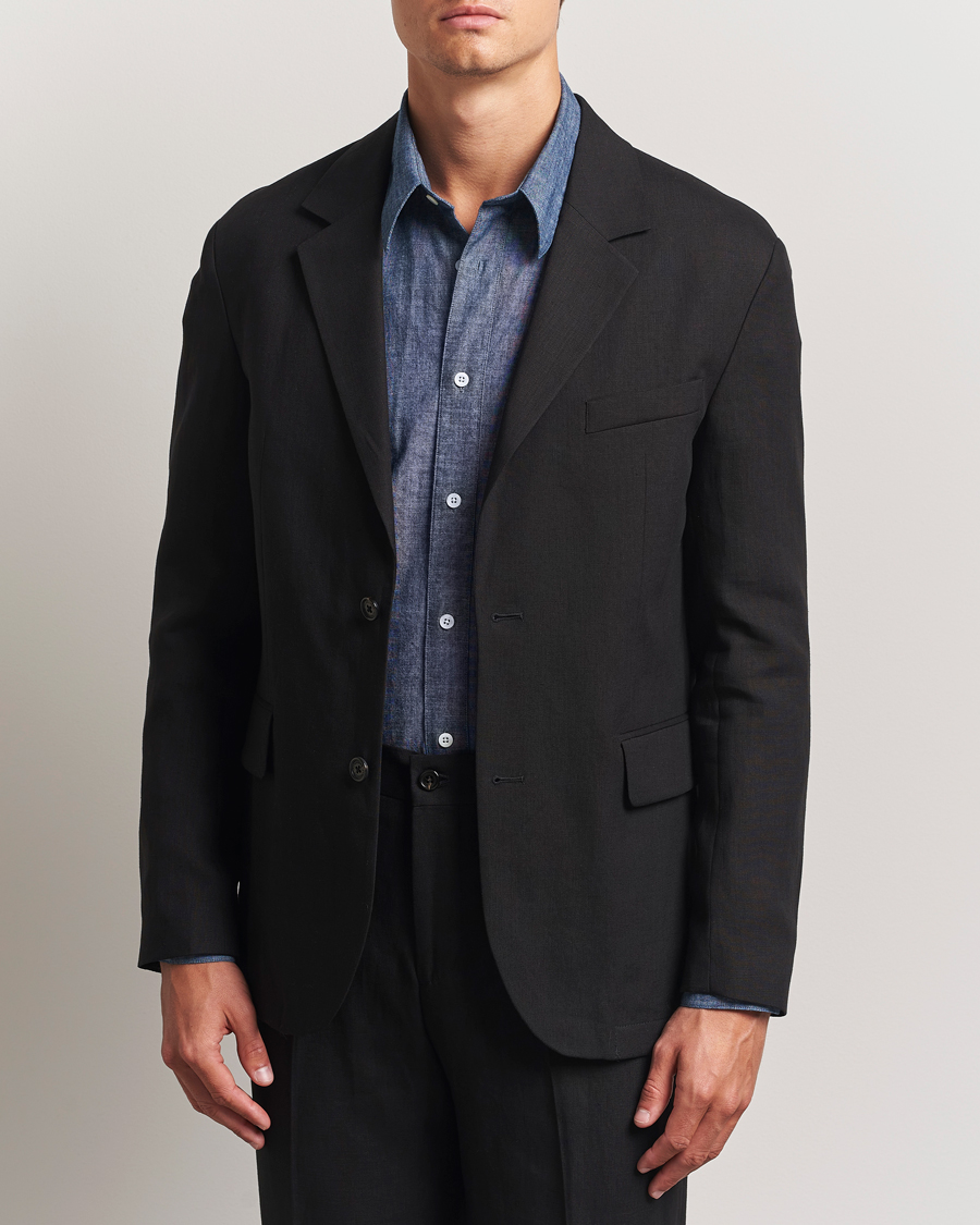 Men | Blazers | J.Lindeberg | Alban Unlined Super Linen Blazer Black
