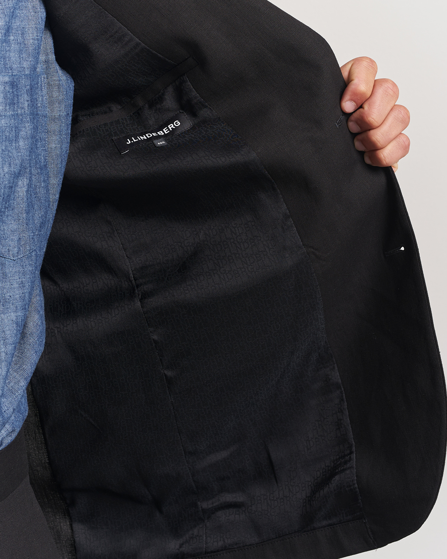 Men | Blazers | J.Lindeberg | Alban Unlined Super Linen Blazer Black