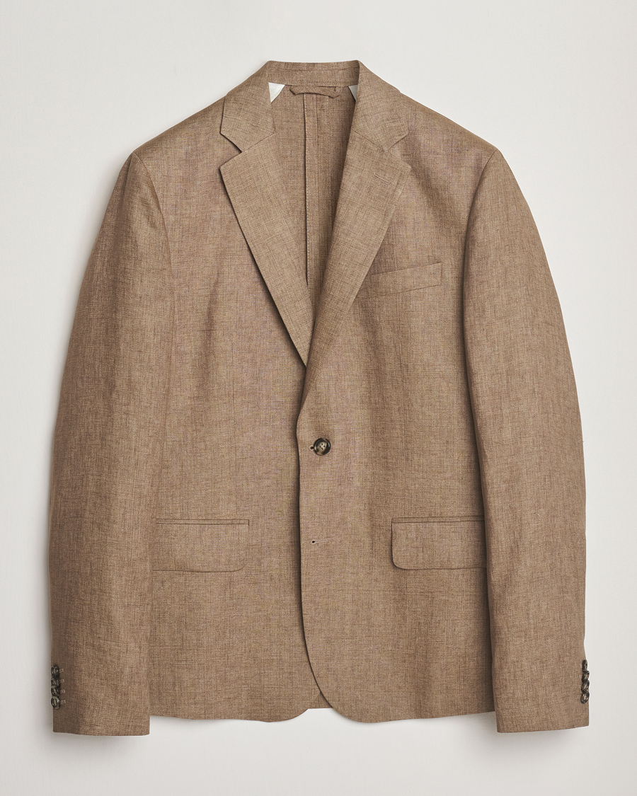 Men | Blazers | J.Lindeberg | Elton Unlined Super Linen Blazer Nutmeg