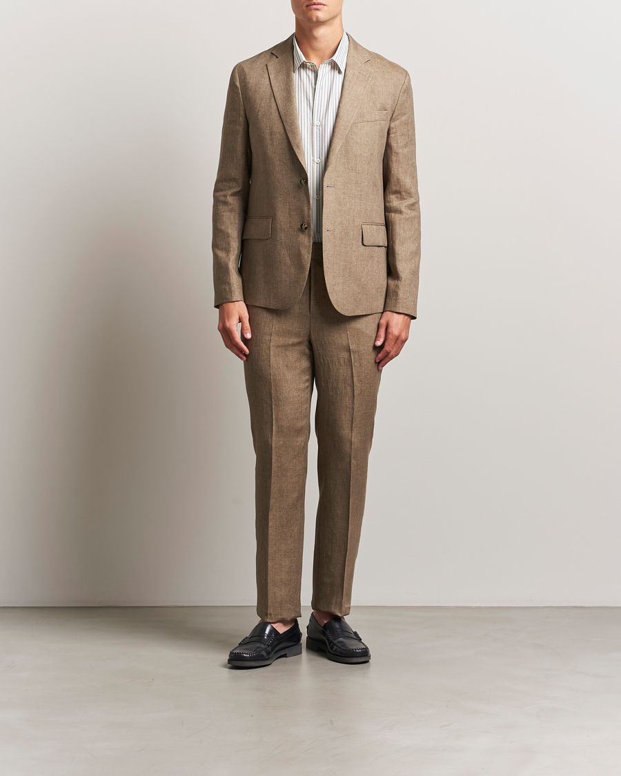Men | Blazers | J.Lindeberg | Elton Unlined Super Linen Blazer Nutmeg