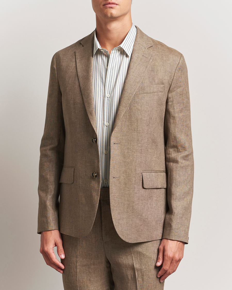 Men | Blazers | J.Lindeberg | Elton Unlined Super Linen Blazer Nutmeg