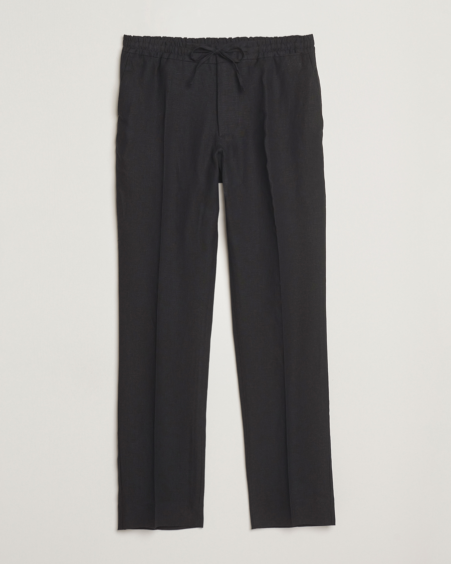 Men | Trousers | J.Lindeberg | Soren Drape Linen Pants Black