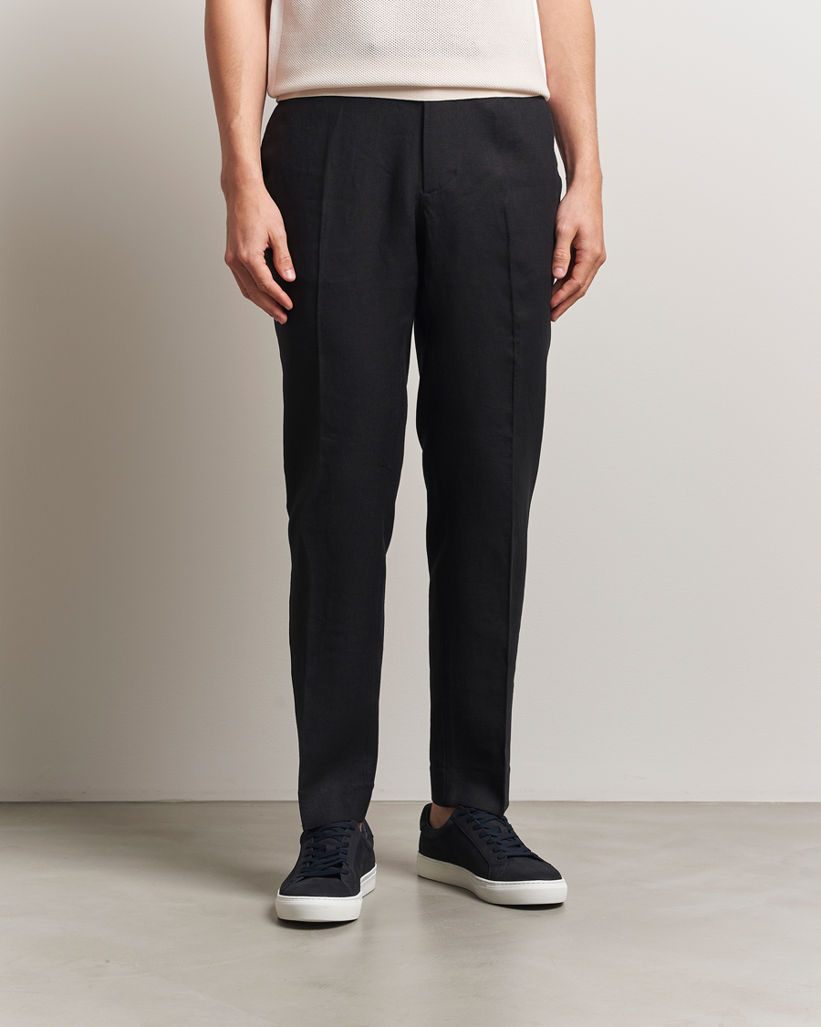 Men | Trousers | J.Lindeberg | Soren Drape Linen Pants Black