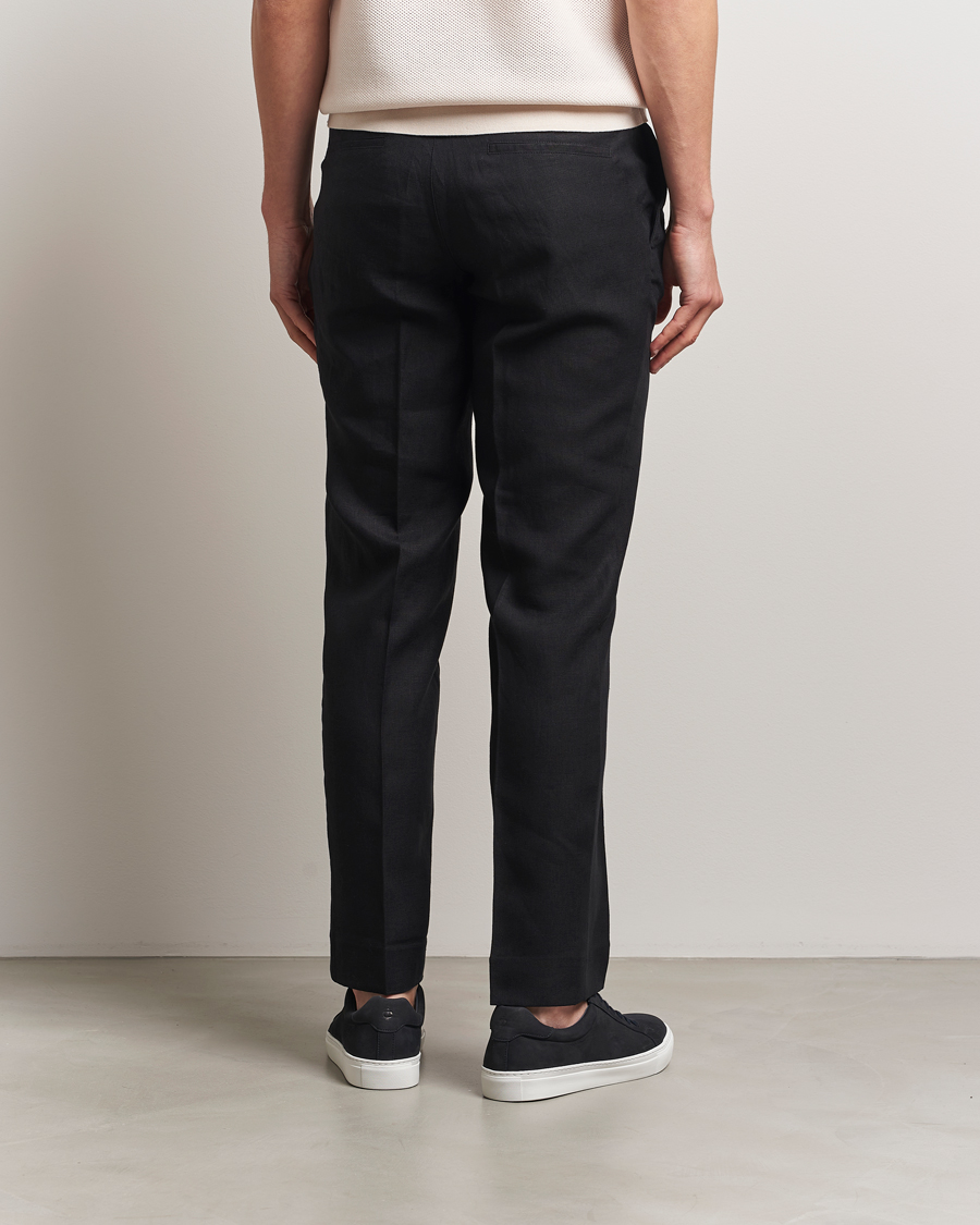 Men | Trousers | J.Lindeberg | Soren Drape Linen Pants Black