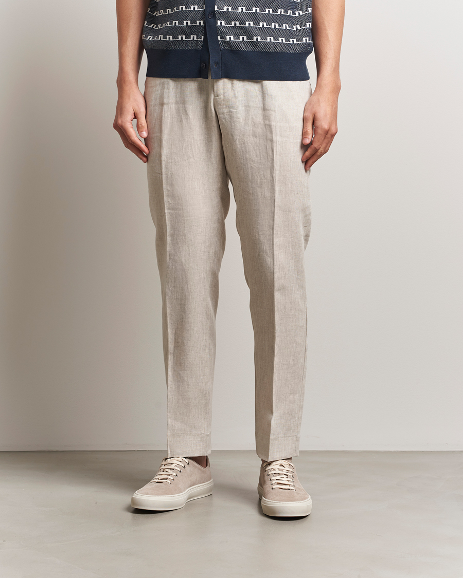 Men | Trousers | J.Lindeberg | Soren Drape Linen Pants Moonbeam