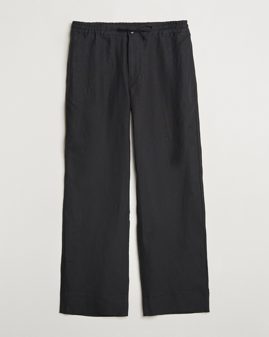 Men | Trousers | J.Lindeberg | Noah Drape Linen Pants Black