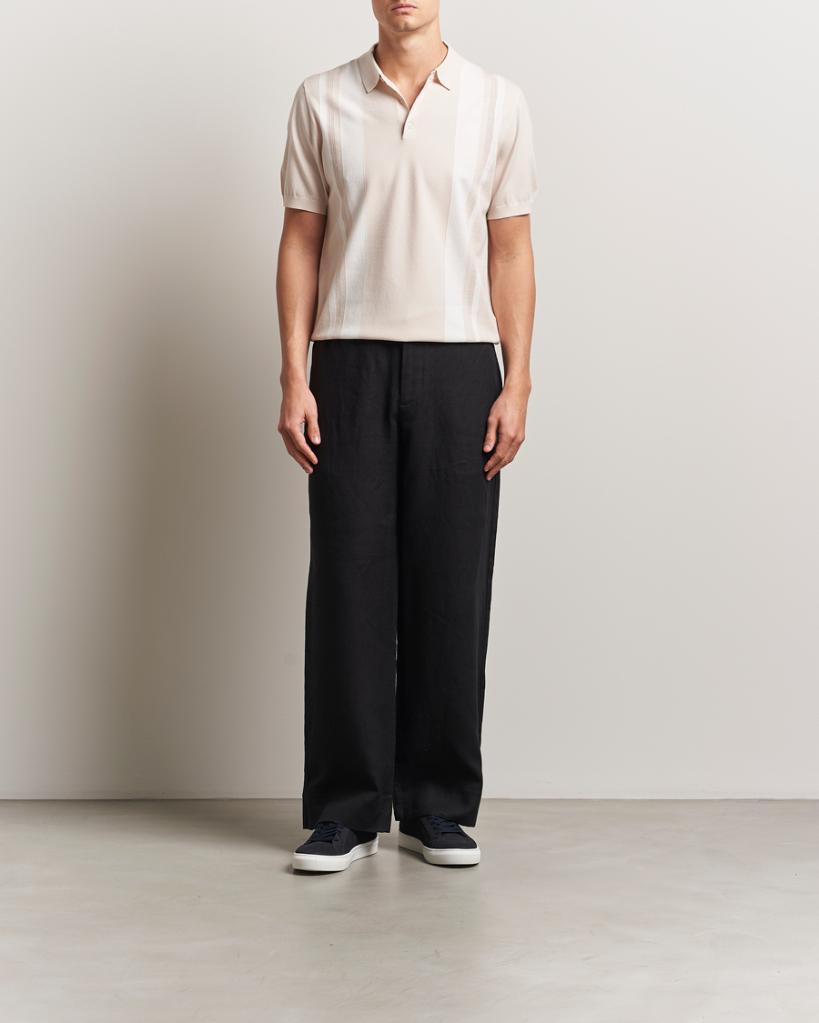Men | Trousers | J.Lindeberg | Noah Drape Linen Pants Black