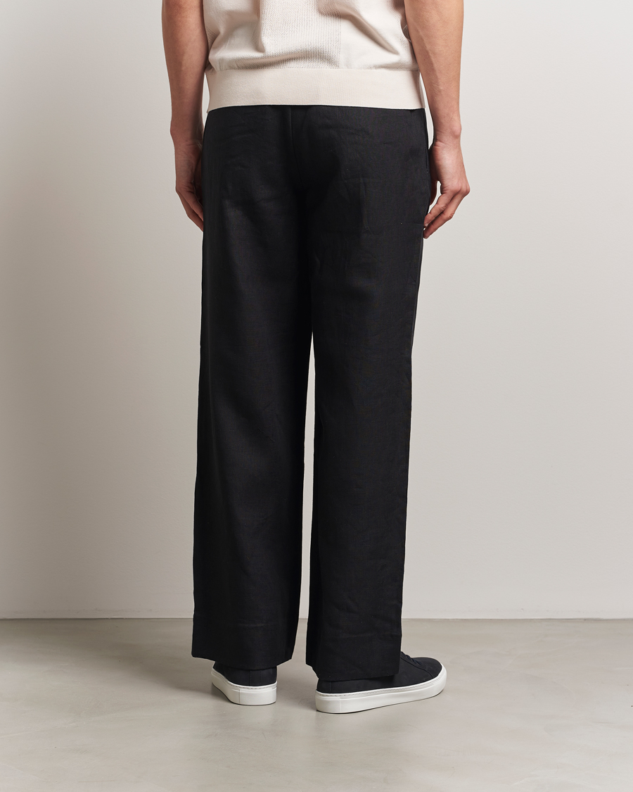 Men | Trousers | J.Lindeberg | Noah Drape Linen Pants Black