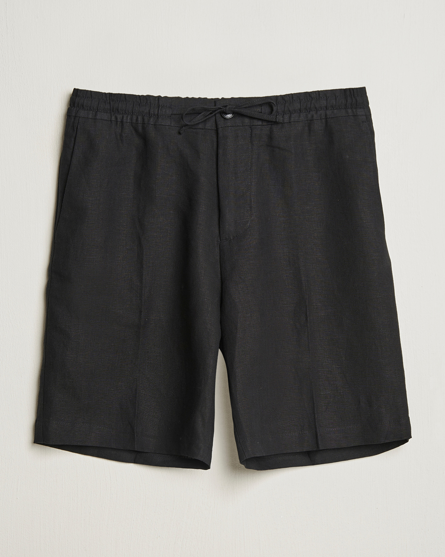 Men | Shorts | J.Lindeberg | Brady Drape Linen Shorts Black