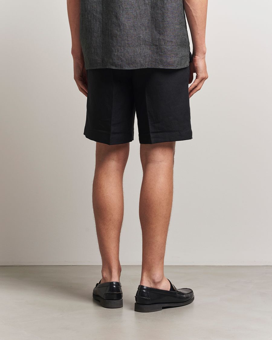 Men | Shorts | J.Lindeberg | Brady Drape Linen Shorts Black