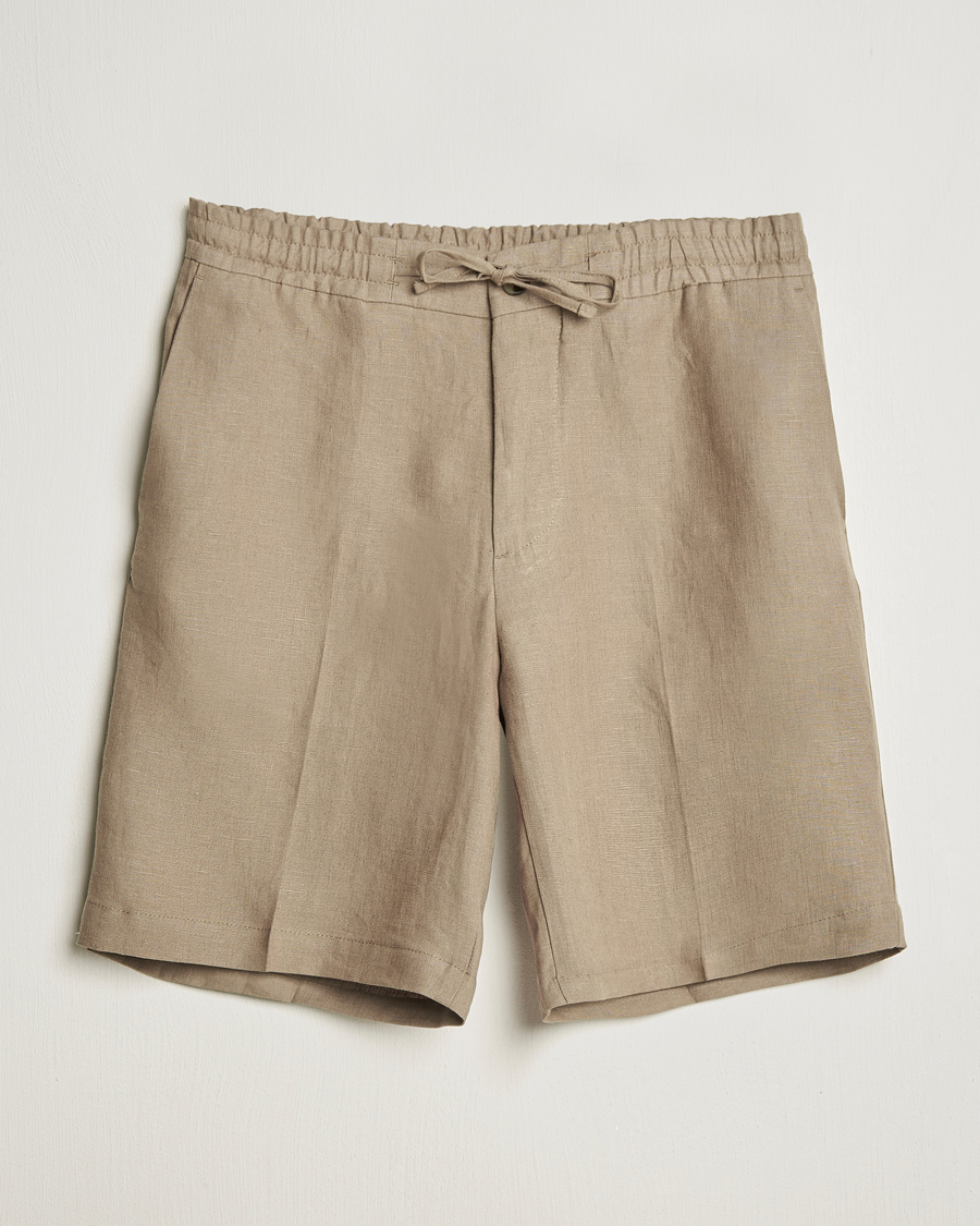 Men | Shorts | J.Lindeberg | Brady Drape Linen Shorts Nutmeg