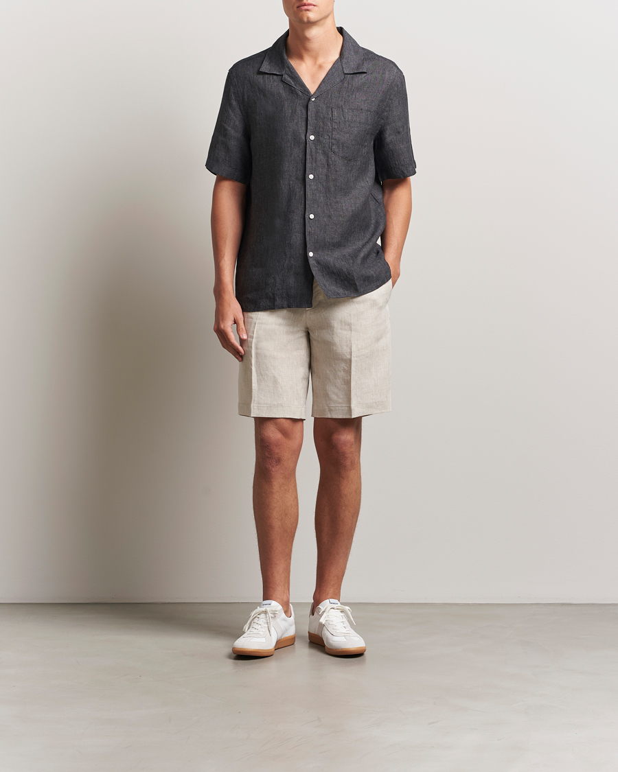Men | Shorts | J.Lindeberg | Brady Drape Linen Shorts Moonbeam