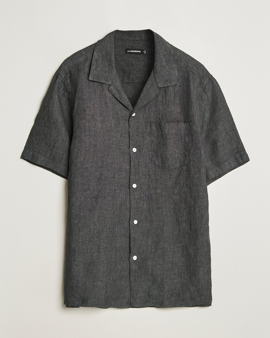 Men | Shirts | J.Lindeberg | Elio Linen Melange Shirt Black