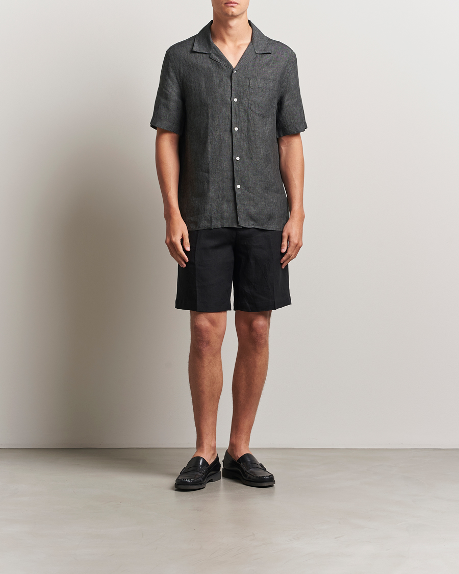 Men | Shirts | J.Lindeberg | Elio Linen Melange Shirt Black