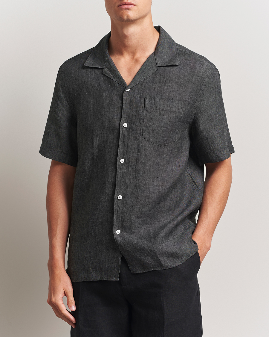 Men | Shirts | J.Lindeberg | Elio Linen Melange Shirt Black