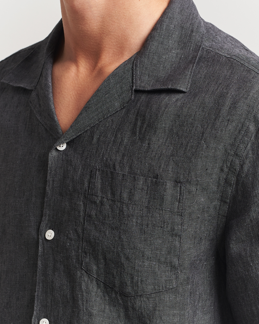 Men | Shirts | J.Lindeberg | Elio Linen Melange Shirt Black
