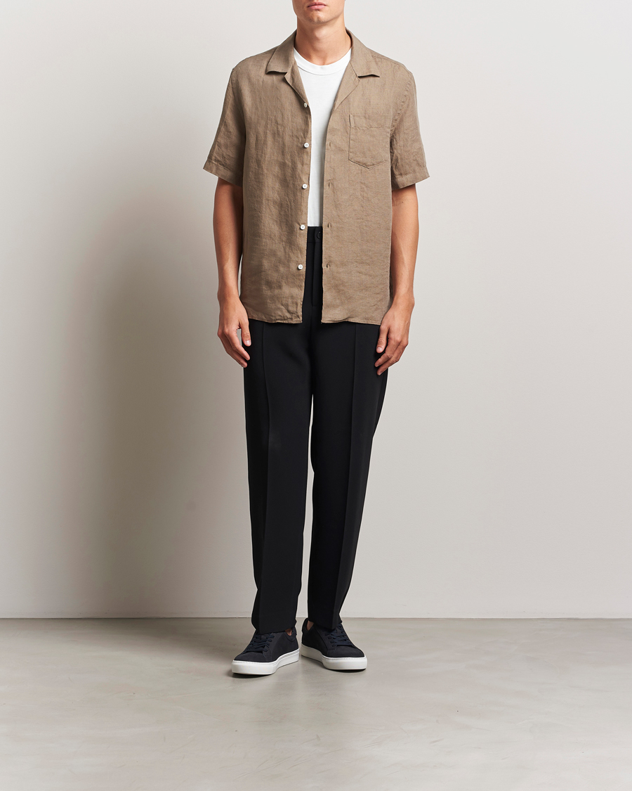 Men | Shirts | J.Lindeberg | Elio Linen Melange Shirt Nutmeg