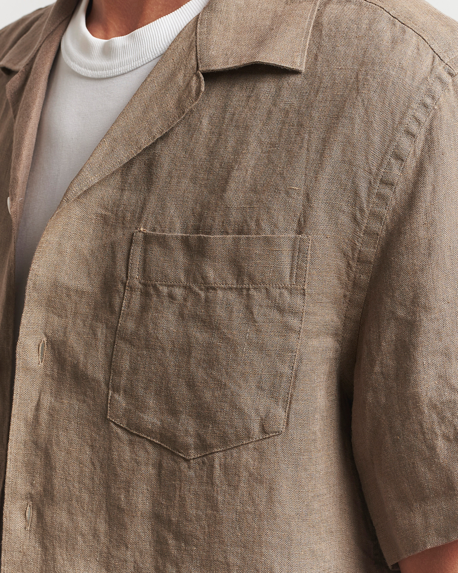 Men | Shirts | J.Lindeberg | Elio Linen Melange Shirt Nutmeg