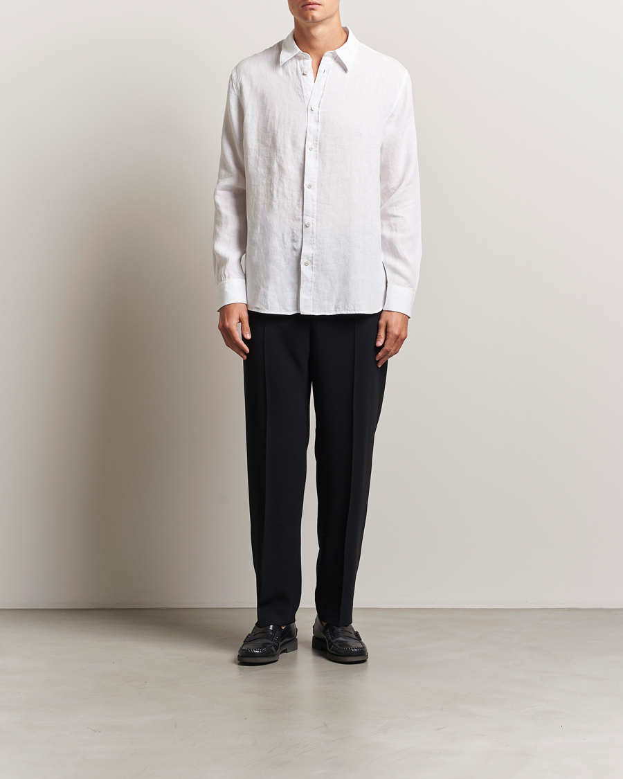 Men | Shirts | J.Lindeberg | Linen Melange Shirt White